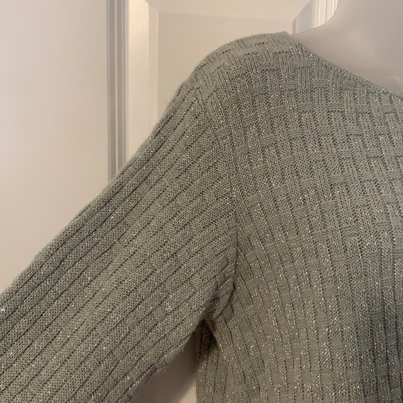 VINTAGE 80s Metallic Silver Basket Weave Woven Sweater - Picture 4 of 9